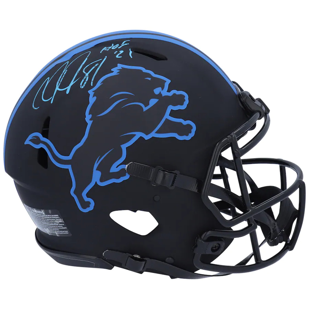 Calvin Johnson Detroit Lions Autographed Riddell Eclipse Alternate Speed Authentic Helmet with HOF 21' Inscription