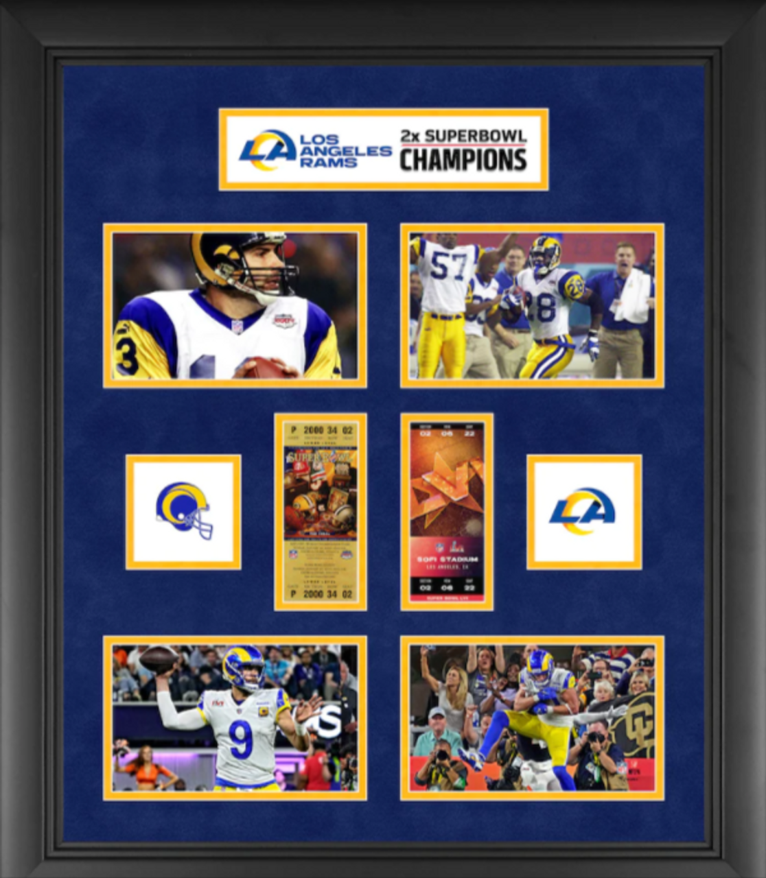 Los Angeles Rams 2-Time Super Bowl Champions Historic Ticket Framed Collage