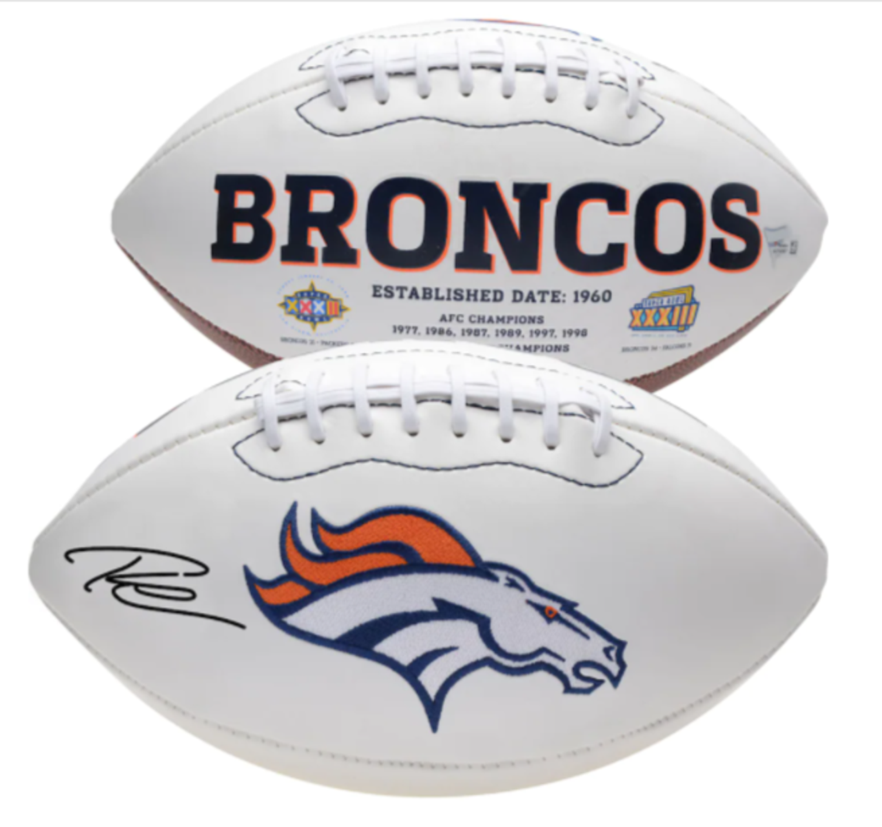 Russell Wilson Denver Broncos Autographed White Panel Football