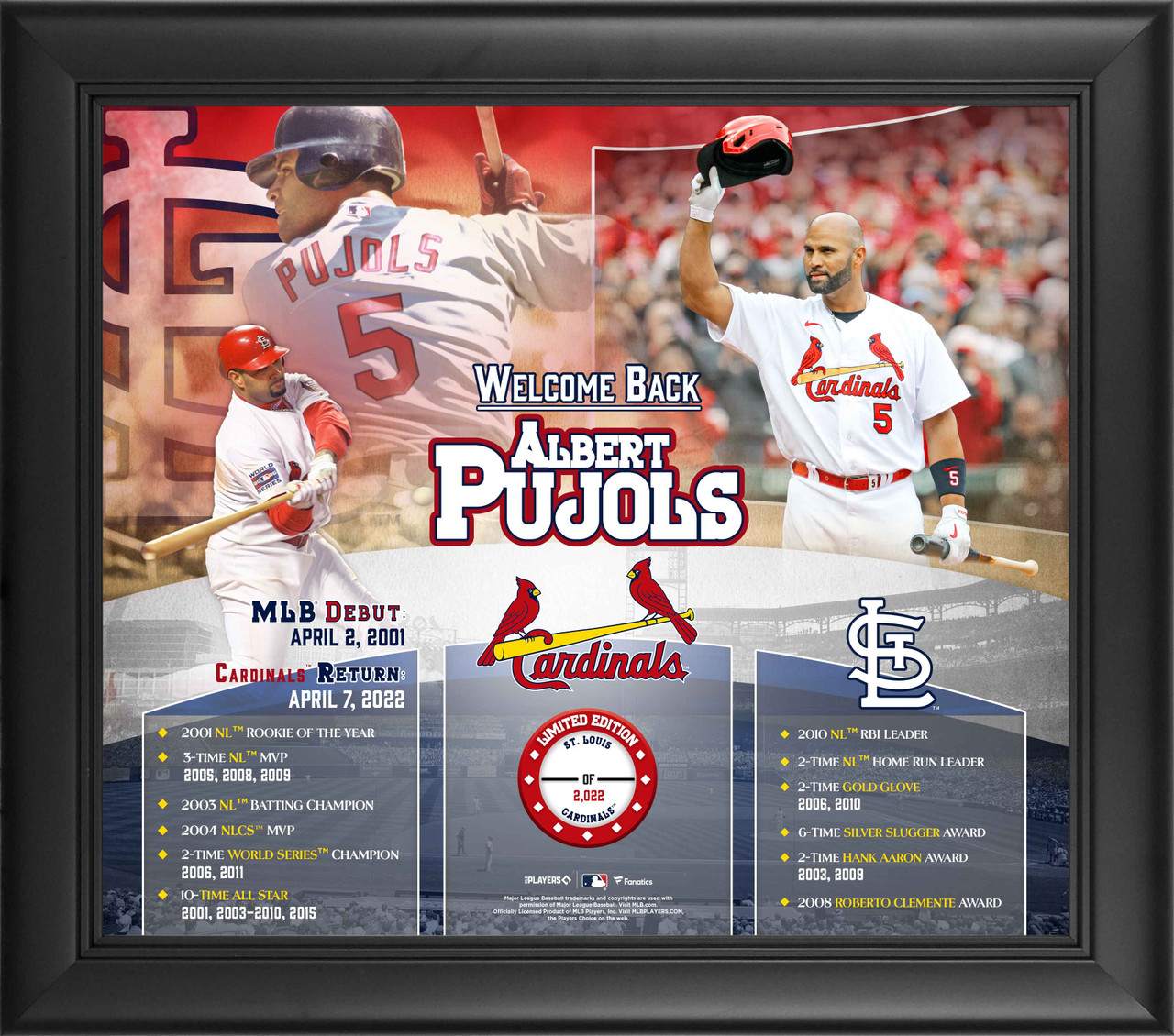 Albert Pujols Welcome Back Framed Photo Collage Exclusive Limited Edition -  Nikco Sports