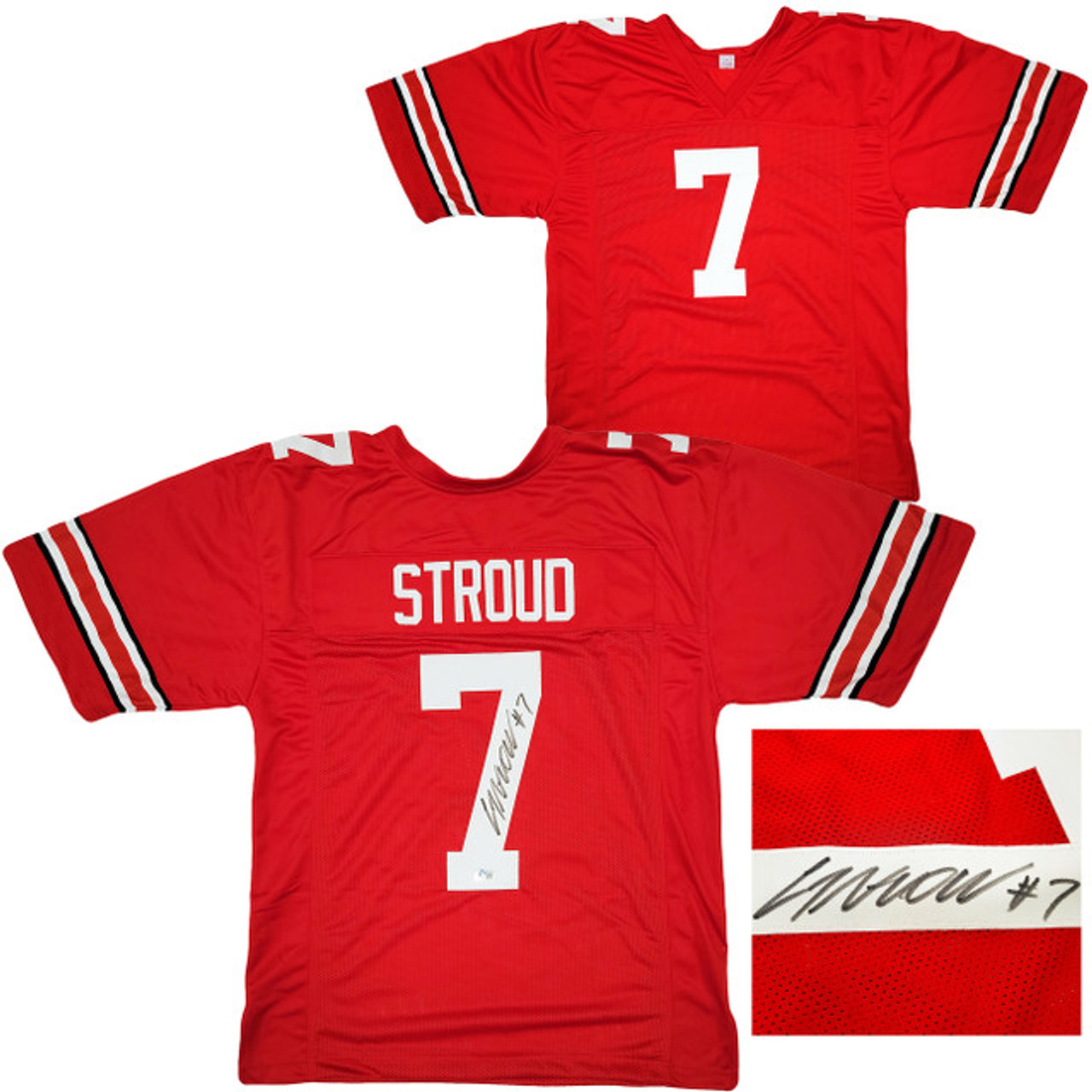 Shop CJ Stroud Ohio State Buckeyes Signed Red Jersey at Nikco Sports