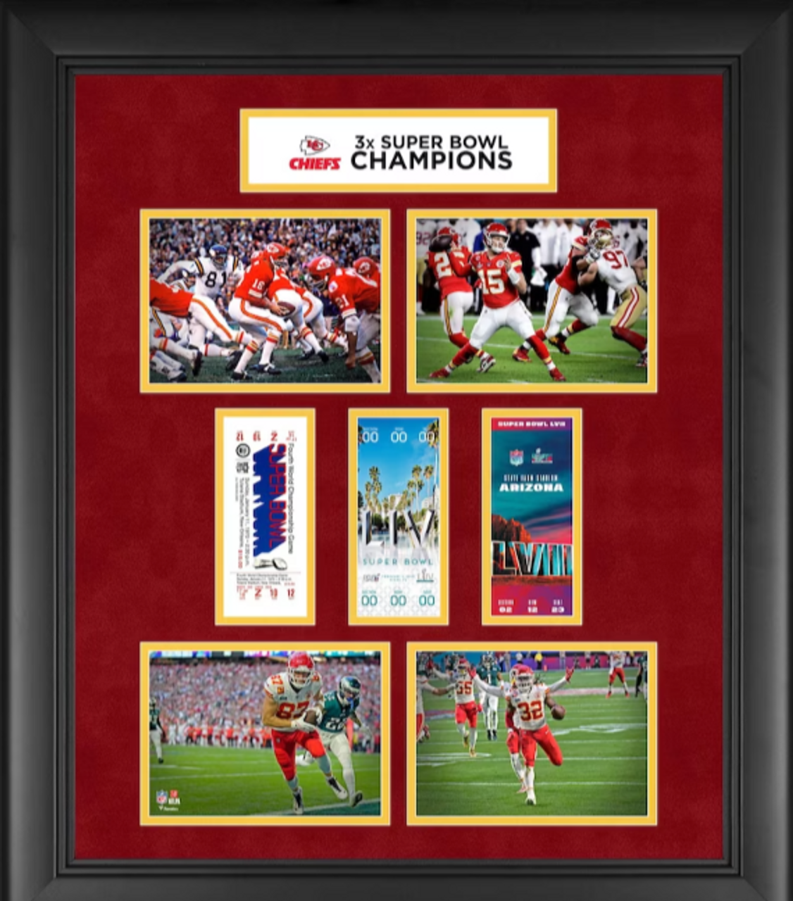 Buy Kansas City Chiefs Framed Super Bowl LVII Champions 3-Time Ticket  Collage at Nikco Sports