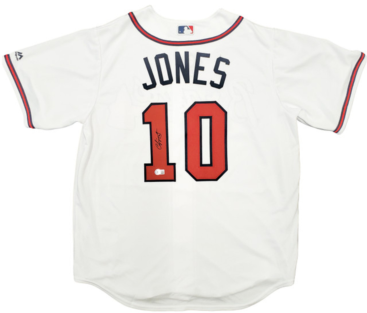 Atlanta Braves Chipper Jones Autographed White Majestic Jersey Size L