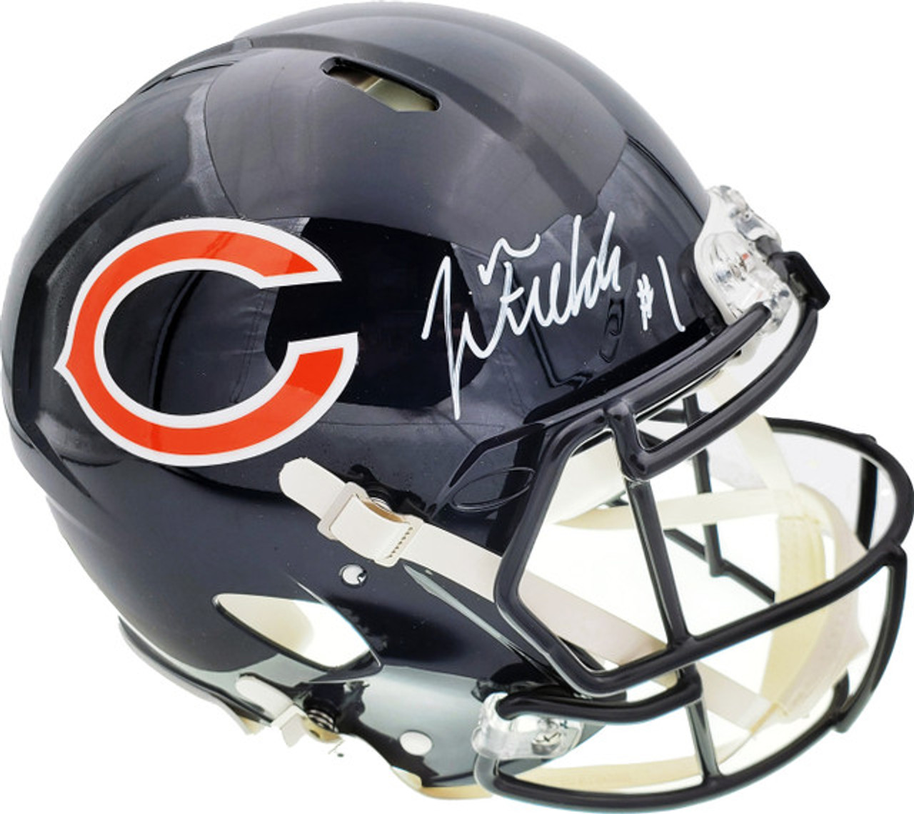 Shop Justin Fields Autographed Chicago Bears Blue Full Size Authentic Speed  Helmet