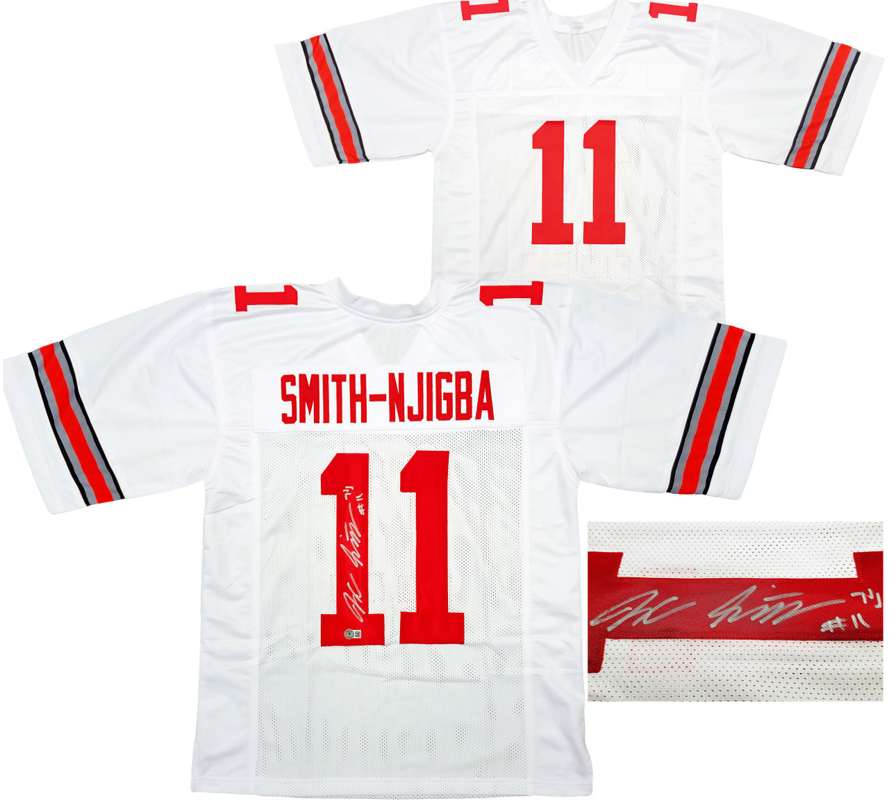 Shop Ohio State Buckeyes Jaxon Smith-Njigba Autographed White Jersey Signed  In Silver