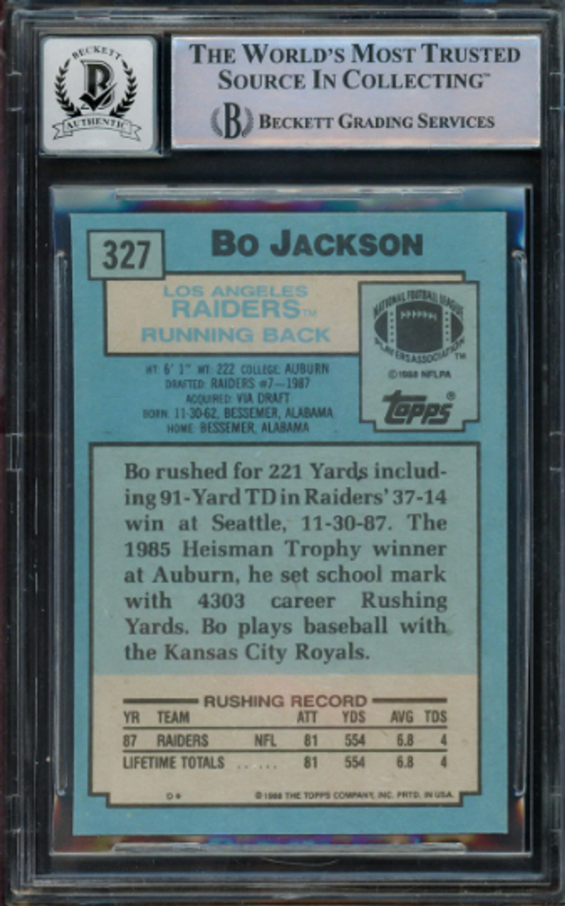 1988 Topps Bo Jackson Rookie Football Card #327  