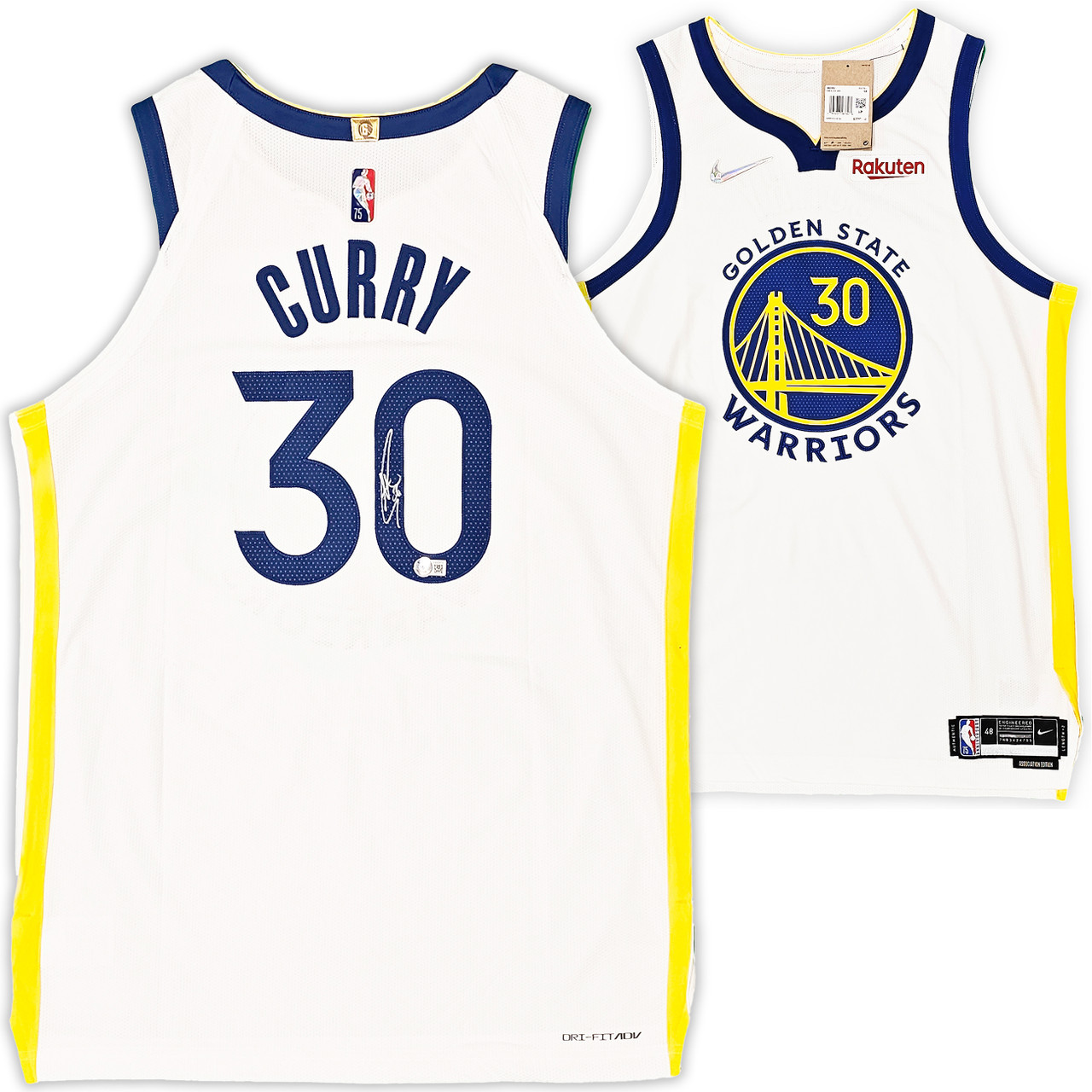 Shop Stephen Curry Golden State Warriors Autographed White Nike Association  Edition 75th Anniversary Logo Jersey Size 48