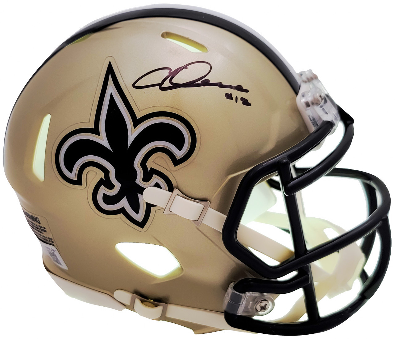 Shop Chris Olave New Orleans Saints Autographed Gold Speed Mini Helmet
