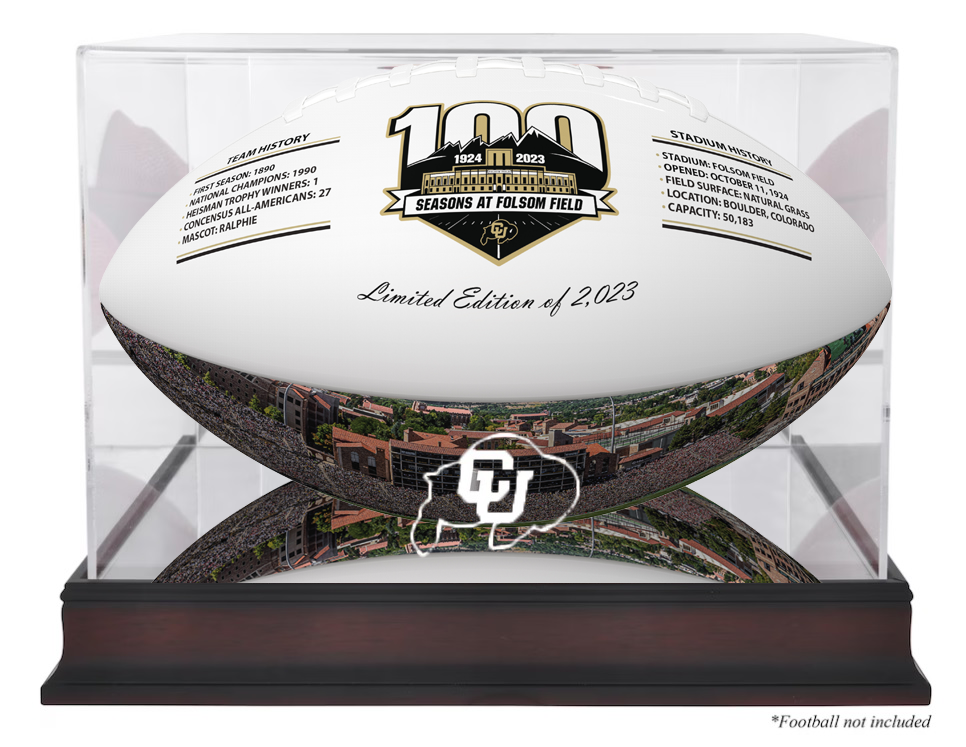 Buy Colorado Buffaloes Logo Mahogany Football Display Case at