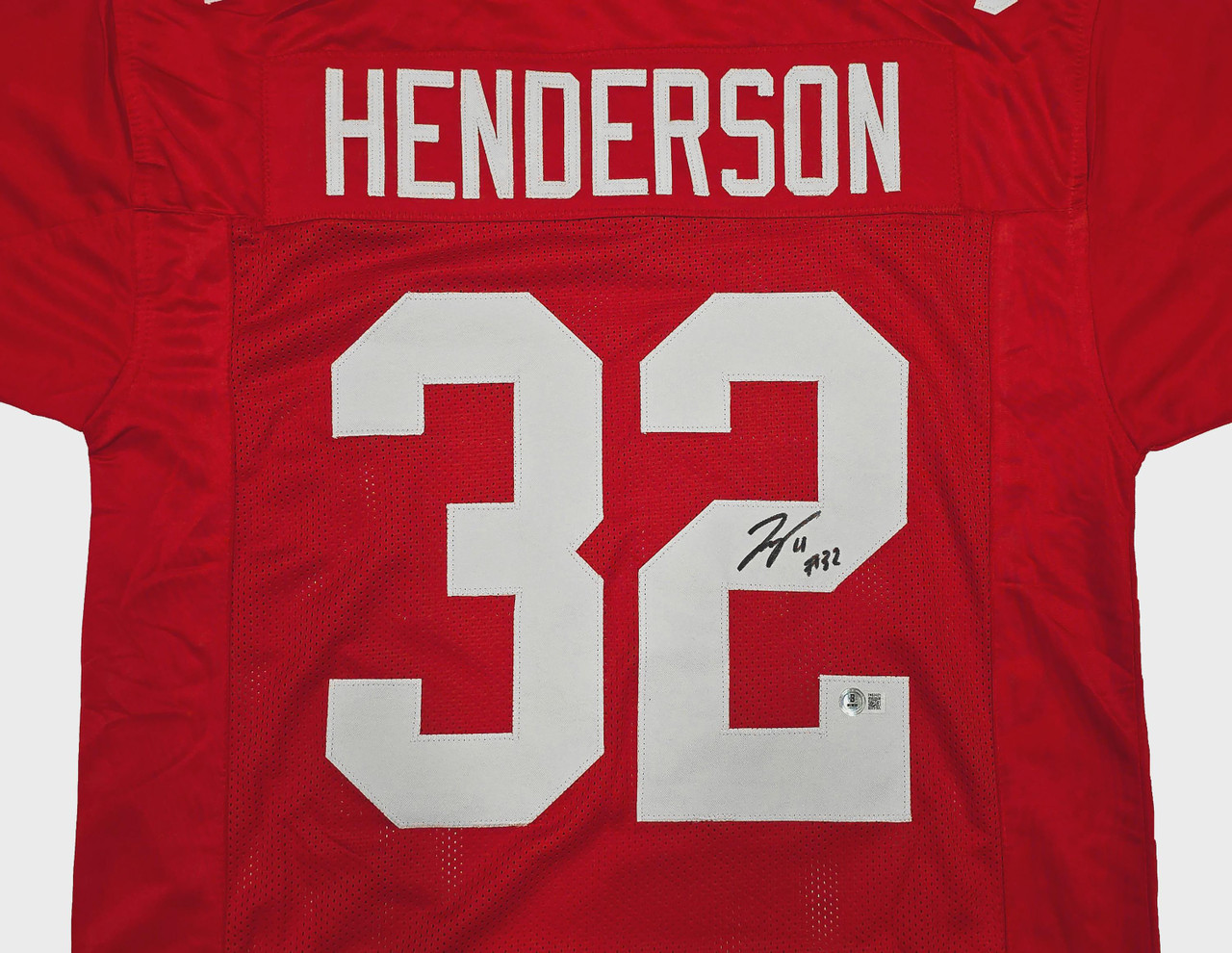 TreVeyon Henderson Signed Ohio State Buckeyes Red Jersey (XL