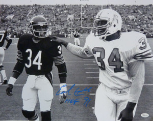 Earl Campbell Autographed 16x20 Photo w/Walter Payton - Houston Oilers  & JSA