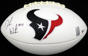 Deshaun Watson Autographed Football - Houston Texans White Wilson Logo Beckett BAS