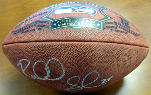 Richard Sherman Autographed Football - Seattle Seahawks Wilson  Official Super Bowl XLVIII Leather   RS Holo