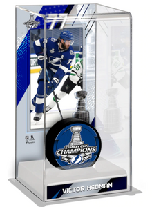 Victor Hedman Tampa Bay Lightning 2020 Stanley Cup Champions Logo Deluxe Tall Hockey Puck Case Victor Hedman Tampa Bay Lightning 2020 Stanley Cup Champions Logo Deluxe Tall Hockey Puck Case