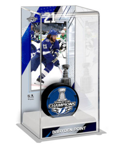 Tampa Bay Lightning Brayden Point 2020 Stanley Cup Champions Logo Deluxe Tall Hockey Puck Case Tampa Bay Lightning Brayden Point 2020 Stanley Cup Champions Logo Deluxe Tall Hockey Puck Case