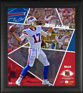 Josh Allen Buffalo Bills Framed 15" x 17" Impact Player Collage with a Piece of Game-Used Football - Limited Edition Josh Allen Buffalo Bills Framed 15" x 17" Impact Player Collage with a Piece of Game-Used Football - Limited Edition