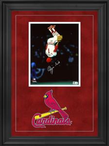 Framed Ozzie Smith St. Louis Cardinals Autographed Scarlett