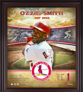 Framed Ozzie Smith St. Louis Cardinals Autographed Blue Mitchell