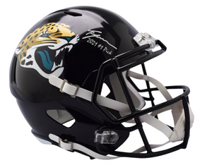 Trevor Lawrence Jacksonville Jaguars Signed Riddell Speed Replica Helmet with "2021 #1 PICK" Inscription Trevor Lawrence Jacksonville Jaguars Signed Riddell Speed Replica Helmet with "2021 #1 PICK" Inscription