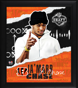Ja'Marr Chase Cincinnati Bengals Facsimile Signature Framed 2021 NFL Draft Day Collage Ja'Marr Chase Cincinnati Bengals Facsimile Signature Framed 2021 NFL Draft Day Collage