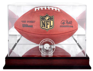 Cleveland Browns Logo Mahogany Football Display Case 