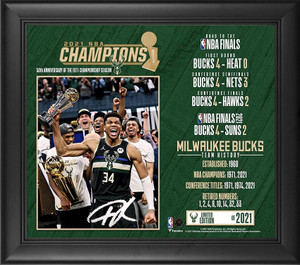 Milwaukee Bucks Unsigned 2021 NBA Finals Champions 12 Replica Larry  O'Brien Trophy with Sublimated Plate - NBA Team Plaques and Collages