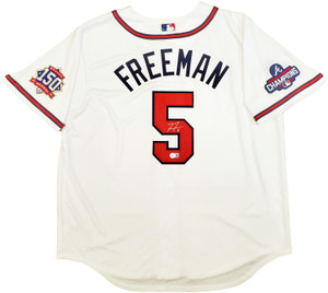 Shop Atlanta Braves Freddie Freeman Signed Nike White Jersey World Series  Patch Size XL