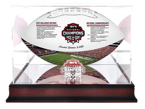 Georgia Bulldogs National Champions Logo Mahogany Football Display Case Georgia Bulldogs National Champions Logo Mahogany Football Display Case