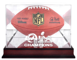 Los Angeles Rams Authentic Mahogany Football LVI Logo Display Case with Mirror Back 