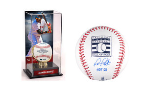 David Ortiz Boston Red Sox Autographed Hall of Fame Logo Baseball with "HOF 22" Inscription with Display Case David Ortiz Boston Red Sox Autographed Hall of Fame Logo Baseball with "HOF 22" Inscription with Display Case