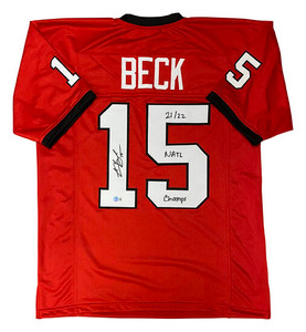 Carson Beck Georgia Bulldogs Autographed Red Custom Jersey with "21/22 NATL Champs" Inscription Carson Beck Georgia Bulldogs Autographed Red Custom Jersey with "21/22 NATL Champs" Inscription
