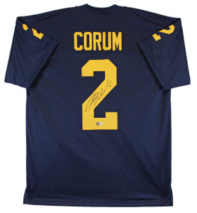 Blake Corum Michigan Wolverines Autographed Authentic Navy Blue Pro Style Jersey Blake Corum Michigan Wolverines Autographed Authentic Navy Blue Pro Style Jersey