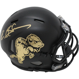 Deion Sanders Signed Colorado Buffaloes Black Chrome Mini Helmet Deion Sanders Signed Colorado Buffaloes Black Chrome Mini Helmet