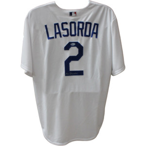 Tommy Lasorda Signed Los Angeles Dodgers White Majestic Jersey Tommy Lasorda Signed Los Angeles Dodgers White Majestic Jersey