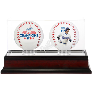  Los Angeles Dodgers 2 Ball Mahogany Display Case w/Logo