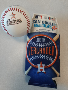 Houston Astros Logo Baseball and Can Cooler Set