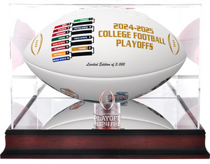 CFP 12 Team Bracket Ball Exclusive Logo Mahogany Display Case CFP 12 Team Bracket Ball Exclusive Logo Mahogany Display Case