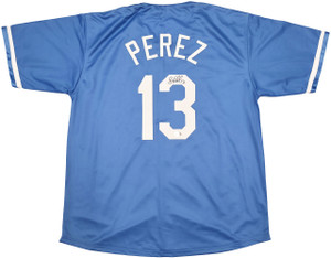 Salvador Perez Kansas City Royals Autographed Baby Blue Jersey Salvador Perez Kansas City Royals Autographed Baby Blue Jersey