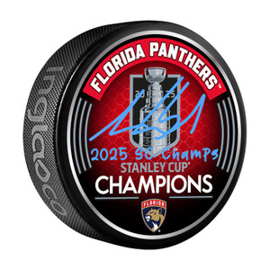 Aaron Ekblad Florida Panthers Autographed 2025 Stanley Cup Champions Hockey Puck w/ "2025 SC Champs" Inscription Aaron Ekblad Florida Panthers Autographed 2025 Stanley Cup Champions Hockey Puck w/ "2025 SC Champs" Inscription