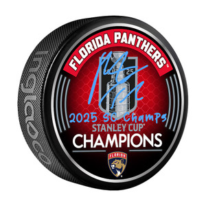 Matthew Tkachuk Florida Panthers Autographed 2025 Stanley Cup Champions Hockey Puck w/ "2025 SC Champs" inscription