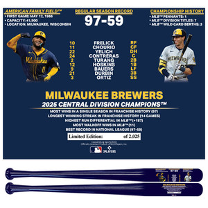 Milwaukee Brewers Franchise Record Season Limited Edition Exclusive of 2025 Milwaukee Brewers Franchise Record Season Limited Edition Exclusive of 2025