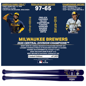 Milwaukee Brewers Franchise Record Season Limited Edition Exclusive of 2025 Milwaukee Brewers Franchise Record Season Limited Edition Exclusive of 2025