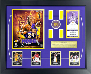 Kobe Bryant Final Lakers Game Used Authentic Confetti & Final Season Ticket Collage Framed Kobe Bryant Final Lakers Game Used Authentic Confetti & Final Season Ticket Collage Framed
