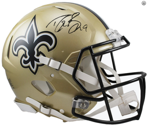 Drew Brees Autographed Full Size Helmet - New Orleans Saints Gold Authentic  HOF 26