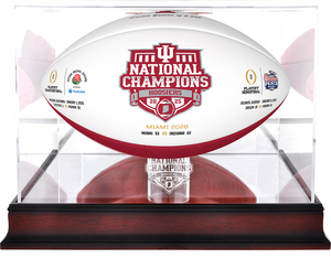 Indiana Hoosiers National Champ Logo Mahogany Football Display Case