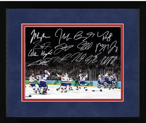 Framed 2026 Team USA Gold Medal Game Celebration 16"x20" (approx. 14+ autographs)