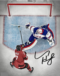 Framed Connor Hellebuyck Team USA Autographed 16"x20" 2026 Olympic Gold Medal Winner Photograph