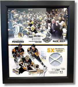 Matt Murray Jake Guentzel Autographed Pittsburgh Penguins 2017 Stanley Cup 15x17 | Fanatics Authentication | NHL Framed Gift Fan Memorabilia
