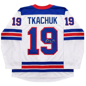 Matthew Tkachuk Autographed Team USA White #19 Custom Stitched Jersey