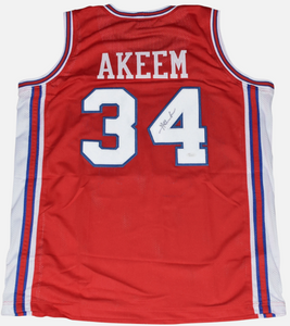 Hakeem Olajuwon Houston Cougars #24 Red Autographed Jersey